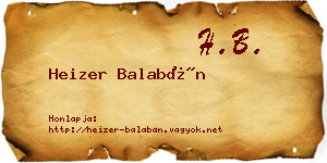 Heizer Balabán névjegykártya